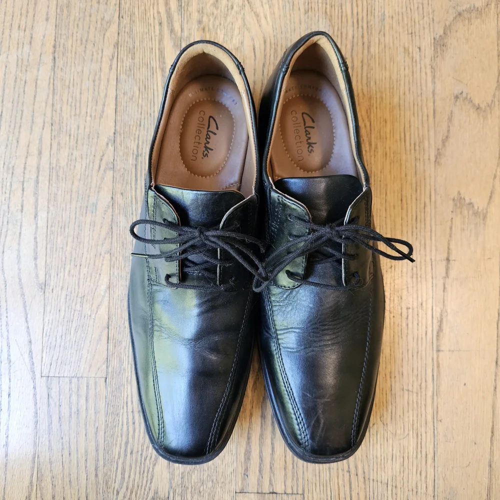 Clarks Black Lace-up Oxfords Men's Size 10.5W